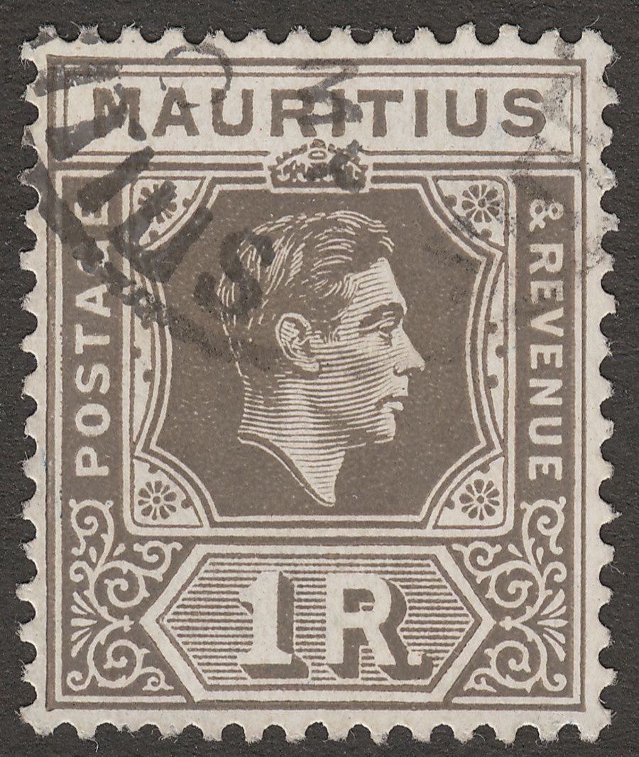 Mauritius 1949 KGVI 1r Drab Chalky Paper Used SG260c