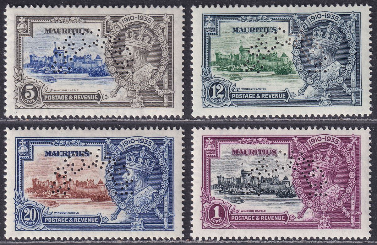 Mauritius 1935 KGV Silver Jubilee SPECIMEN Perf Set Mint SG245s-248s cat £140