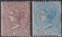 Mauritius 1863 QV wmk Crown CC 1d, 2d Unused SG56 SG59 FAULTS