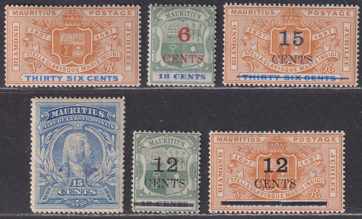 Mauritius 1898-1902 Queen Victoria Selection including Surcharges Mint