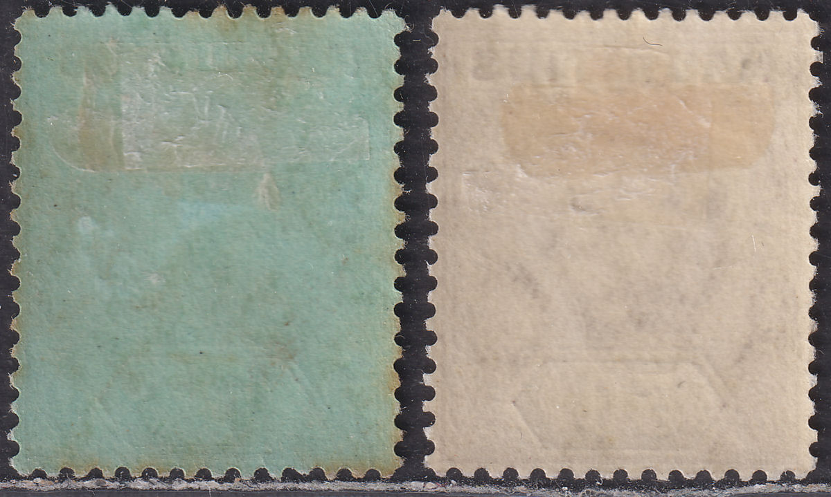 Mauritius 1910 KEVII 50c Dull Purp + Blk, 1r Blk on Green Mint SG191-192 cat £29