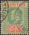 Mauritius 1910 KEVII 5r Green and Red on Yellow Used SG194 cat £110