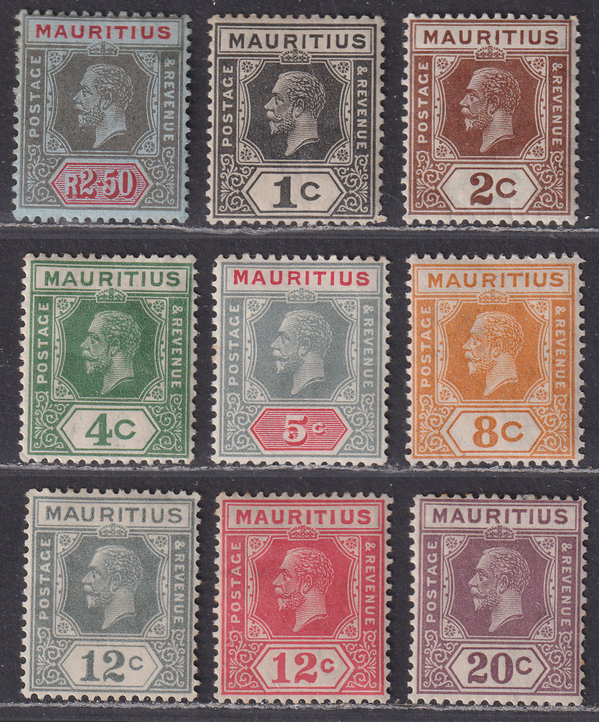 Mauritius 1921-34 King George V Part Set to 20c Mint mixed condition