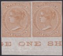 Mauritius 1862 QV 1sh Buff Imperforate Plate Proof Pair SG52P on ungummed paper