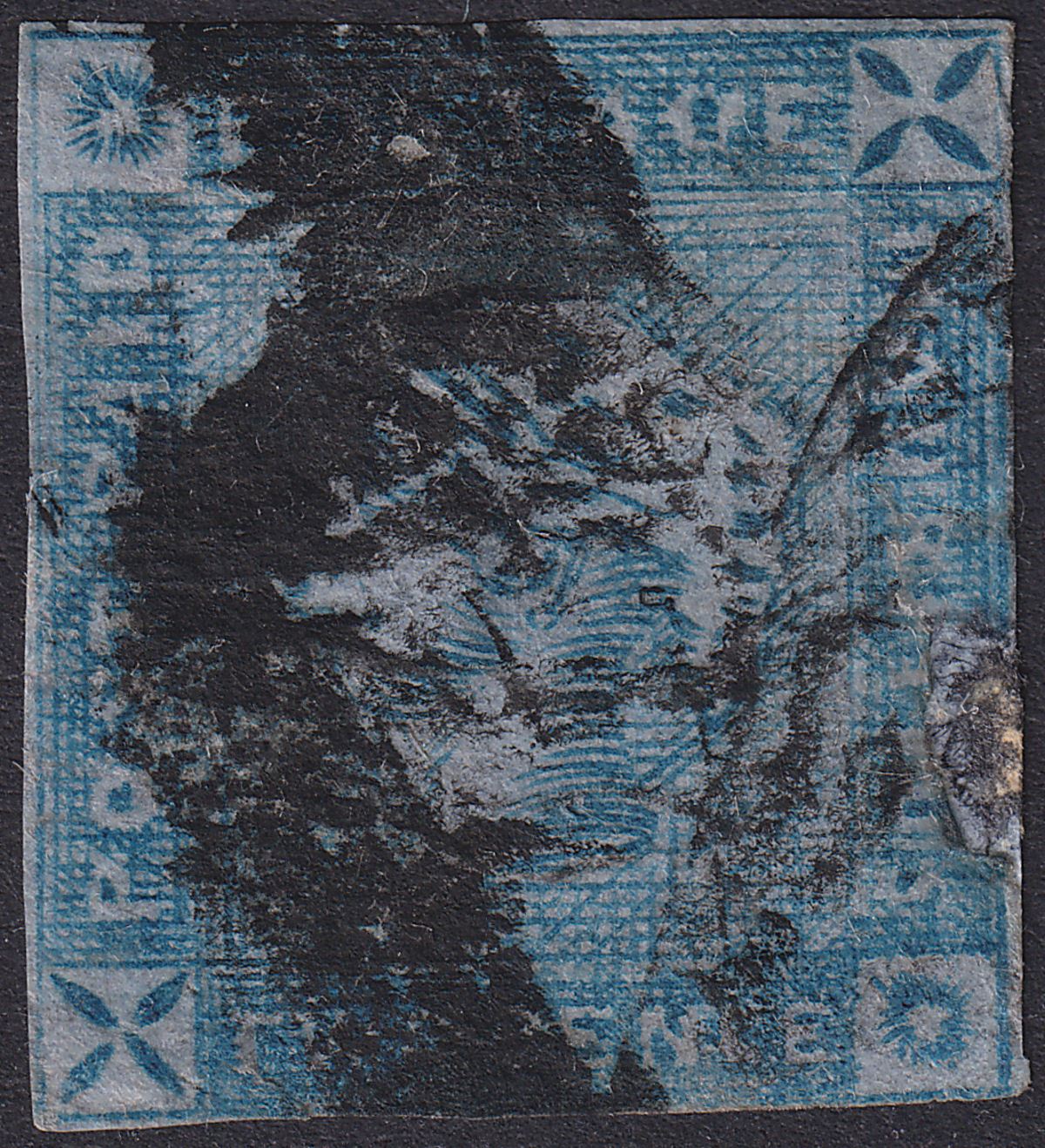 Mauritius 1859 QV Lapirot Intermed Impression 2d Blue Used SG38 c£1400 FAULTY