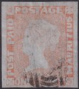 Mauritius 1857 QV Post Paid Worn Impression 1d Red Used SG18 cat £950