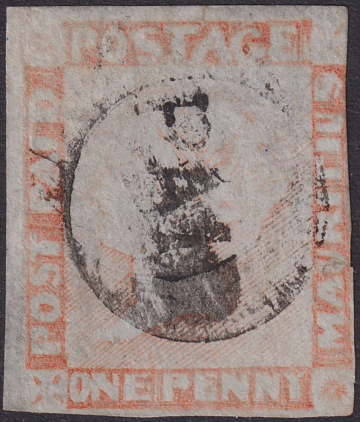 Mauritius 1859 QV Post Paid Latest Impression 1d Red Used SG23 cat £900 w faults