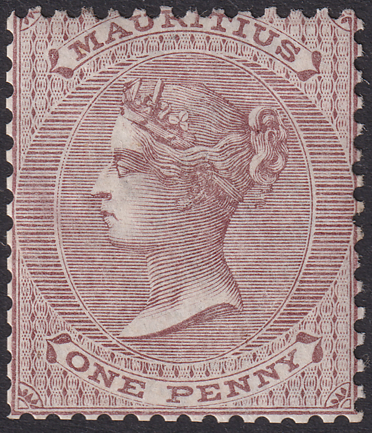 Mauritius 1863 QV 1d Purple-Brown Mint SG56 cat £85 reperforated