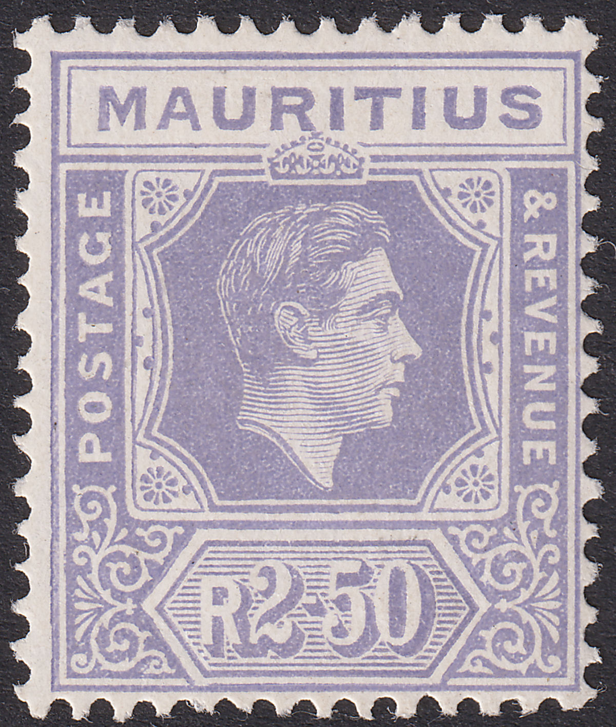 Mauritius 1947 KGVI 2r50c Dull Lavender Chalky Paper Mint SG261