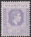 Mauritius 1947 KGVI 2r50c Dull Lavender Chalky Paper Mint SG261