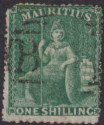 Click for more photos and details Mauritius 1862 QV Britannia 1sh Deep Green perf Used SG55 c£350 missing corner