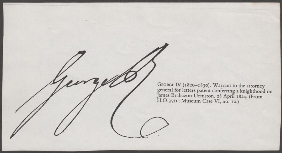 King George IV Signature on Military Document Fragment