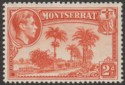 Click for more photos and details Montserrat 1938 KGVI 2d Orange perf 13 Mint SG104