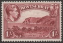 Click for more photos and details Montserrat 1938 KGVI 1sh Lake perf 13 Mint SG108