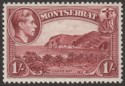 Montserrat 1938 KGVI 1sh Lake perf 13 Mint SG108