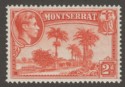 Click for more photos and details Montserrat 1938 KGVI 2d Orange perf 13 Mint SG104