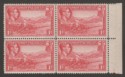 Click for more photos and details Montserrat 1938 KGVI 1d Carmine perf 14 Mint Block SG102a