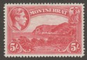 Click for more photos and details Montserrat 1942 KGVI 5sh Rose-Carmine perf 14 Mint SG110a