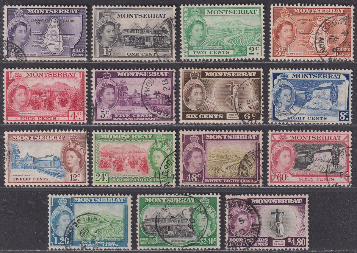 Montserrat 1953 QEII Definitives Set Mint SG136b-149a cat £75