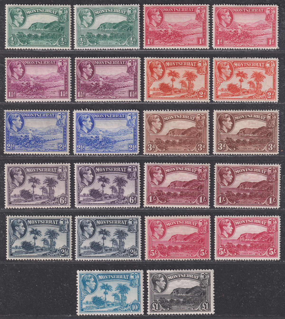 Montserrat 1938-48 King George VI Set Mint SG101-112 cat £110++