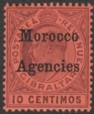 Click for more photos and details Morocco Agencies 1905 KEVII 10c Dull Purple on Red Ordinary Mint SG25