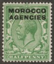 Click for more photos and details Morocco Agencies British 1925 KGV ½d Green Overprint Type B Mint SG55b