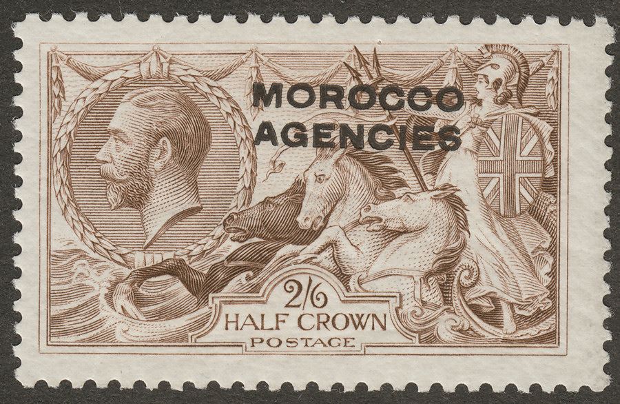 Morocco Agencies British 1917 KGV Seahorse 2sh6d Choc-Brown BW Mint SG53