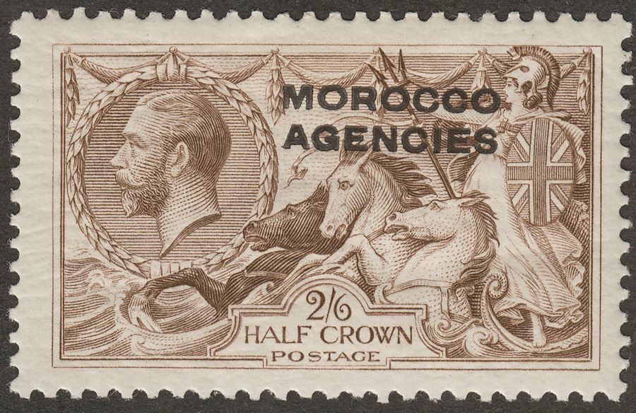 Morocco Agencies British 1917 KGV Seahorse 2sh6d Choc-Brown BW Mint SG53