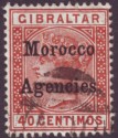 Click for more photos and details Morocco Agencies 1899 QV Overprint on Gibraltar 40c Orange-Brown Used SG13