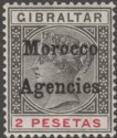 Click for more photos and details Morocco Agencies 1899 QV Overprint on Gibraltar 2p Black and Carmine Mint SG16