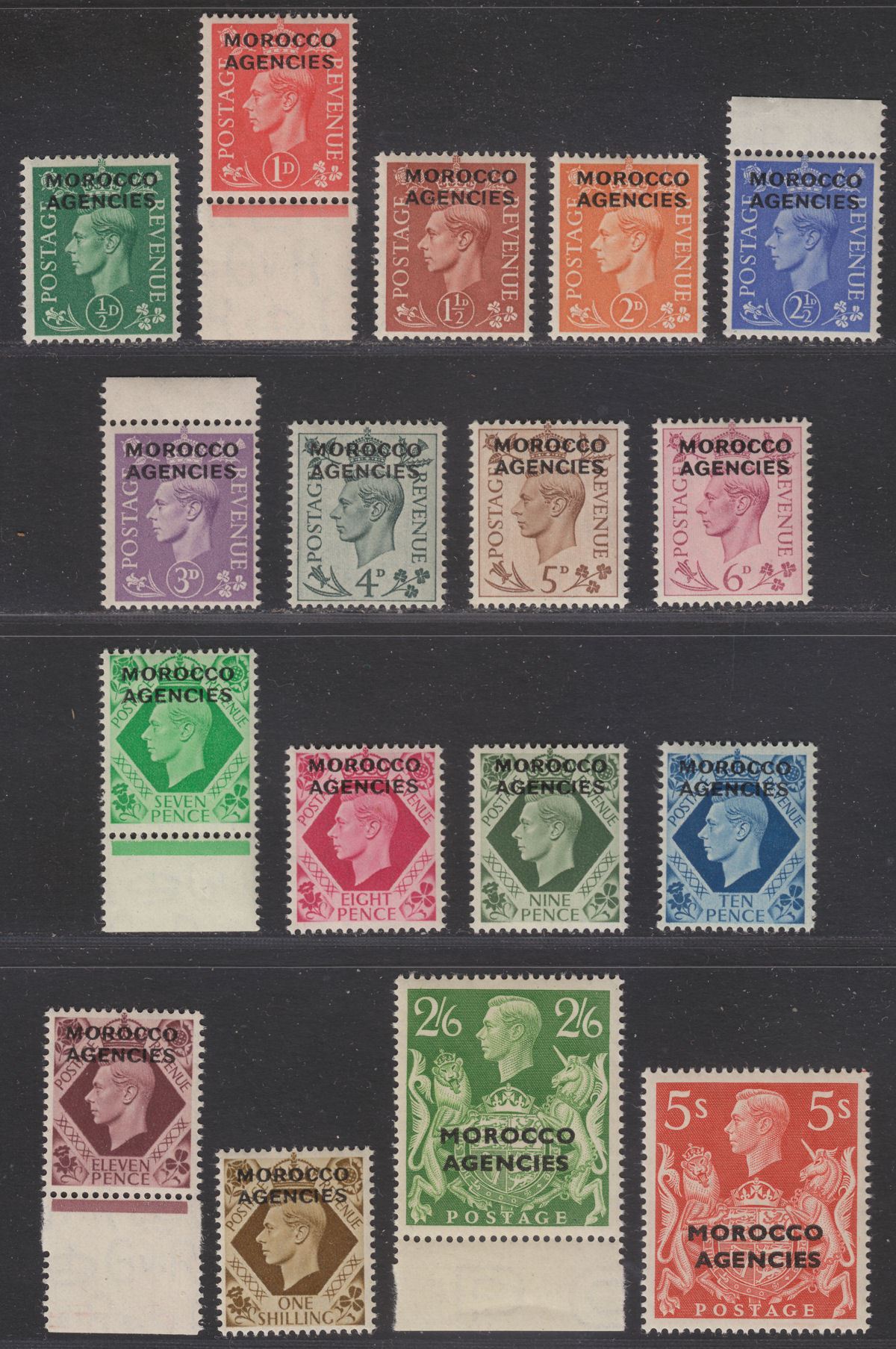 Morocco Agencies British 1949 KGVI Overprint Set Mint SG77-93 cat £85