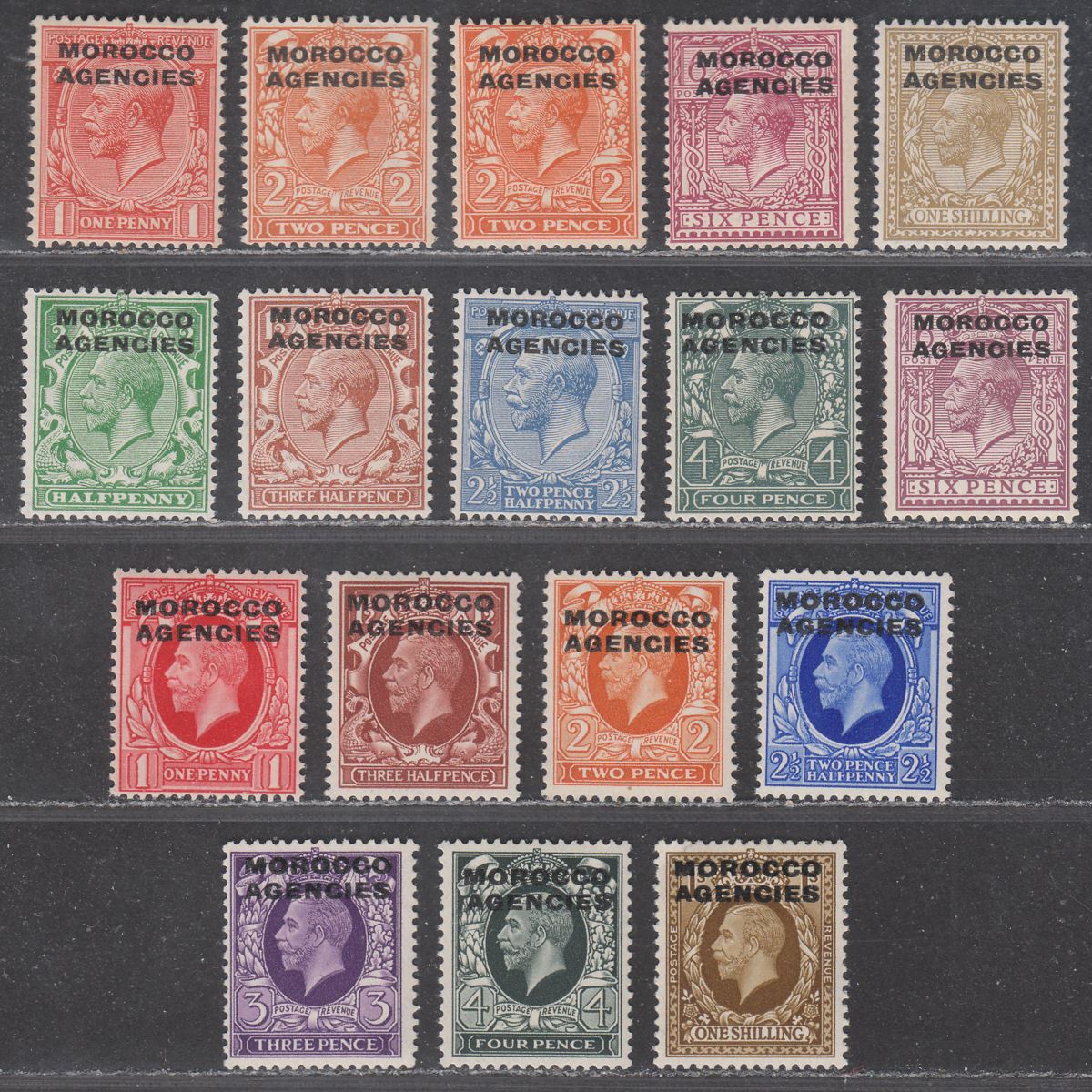 Morocco Agencies 1914-37 King George V British Currency Selection to 1sh Mint