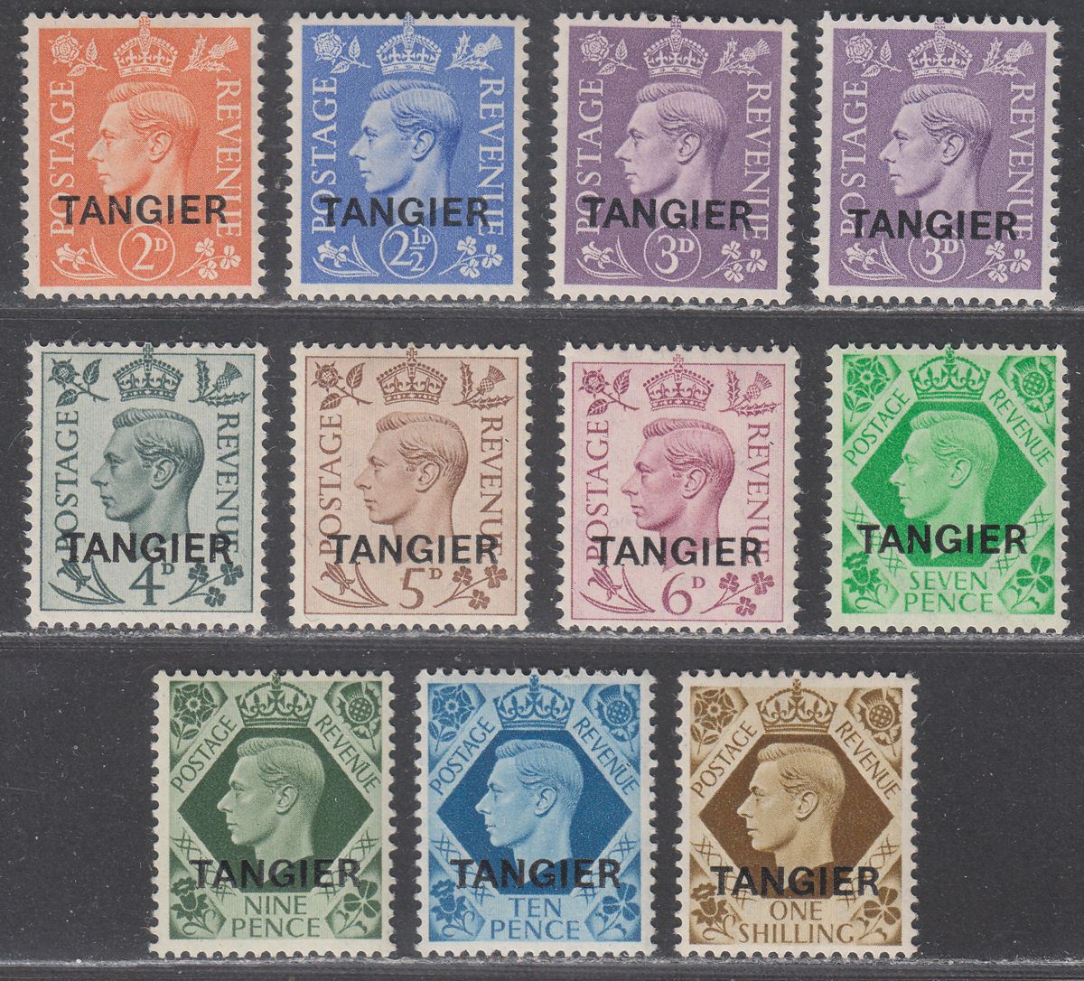 Morocco Agencies 1949 KGVI Tangier Overprint Part Set to 1sh UM Mint