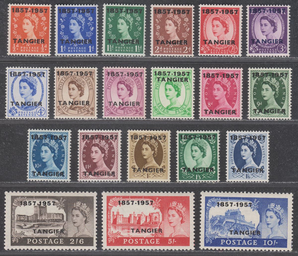 Morocco Agencies 1957 QEII Tangier PO Centenary Overprint Set Mint SG323-342