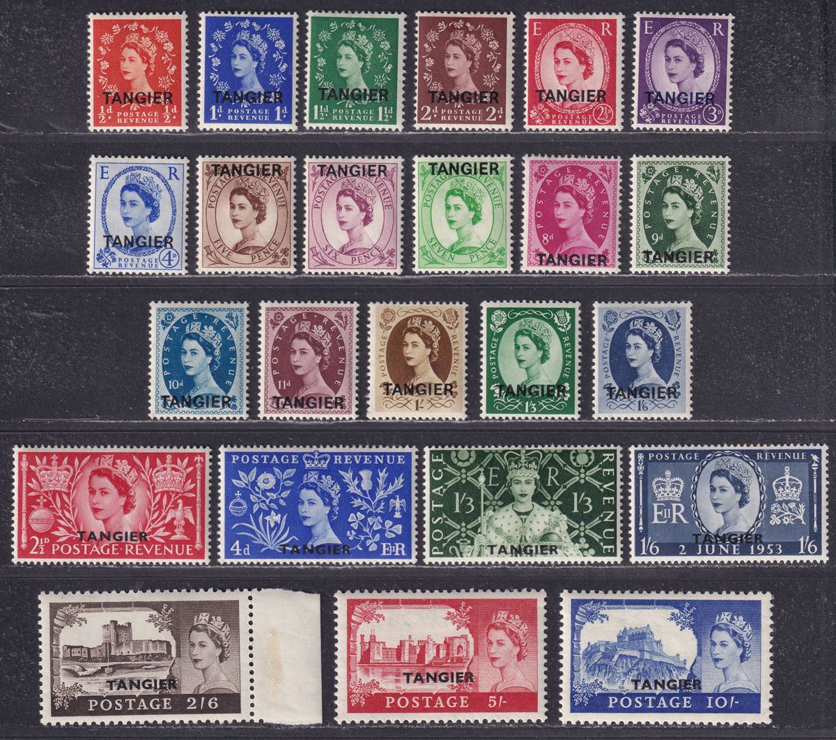 Morocco Agencies Tangier 1952-55 QEII Set + Castle Sets Mint SG289-312 c£50+