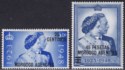 Click for more photos and details Morocco Agencies 1948 KGVI Silver Wedding 25c, 45p Surch Mint SG176-177 cat £18