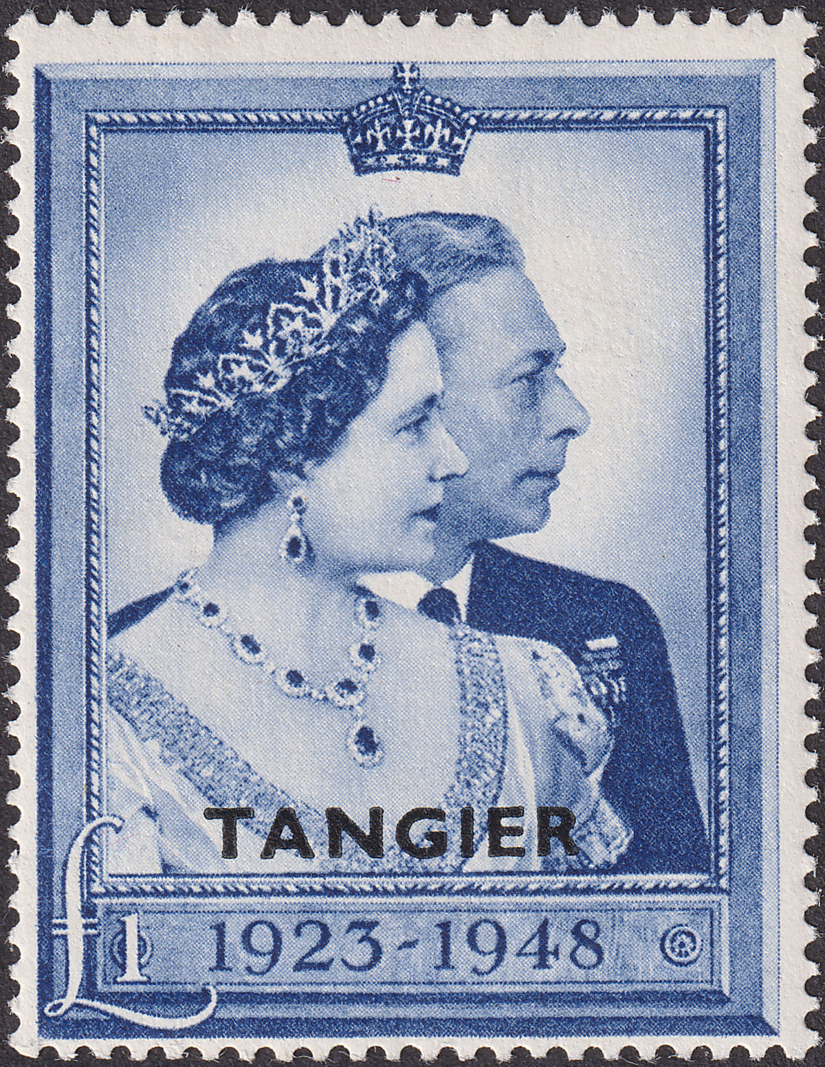 Morocco Agencies Tangier 1948 KGVI Silver Wedding £1 Overprint Mint SG256
