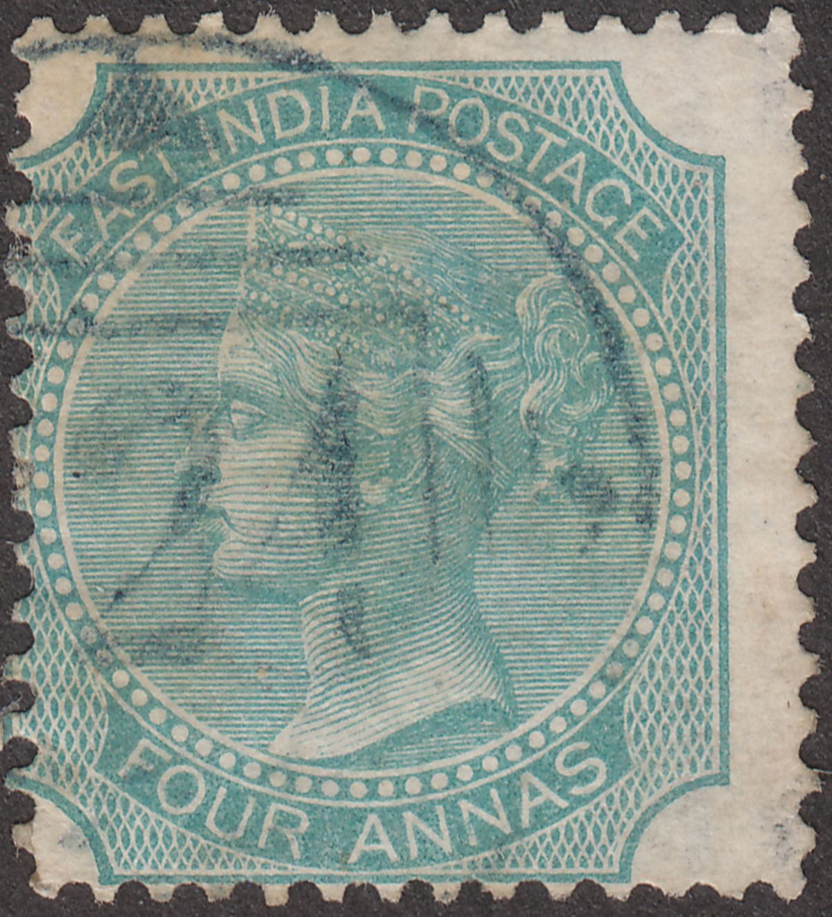 India used Muscat 1866 QV 4a Used w Numeral 24 Postmark Gwadur SG Z305 cat £70