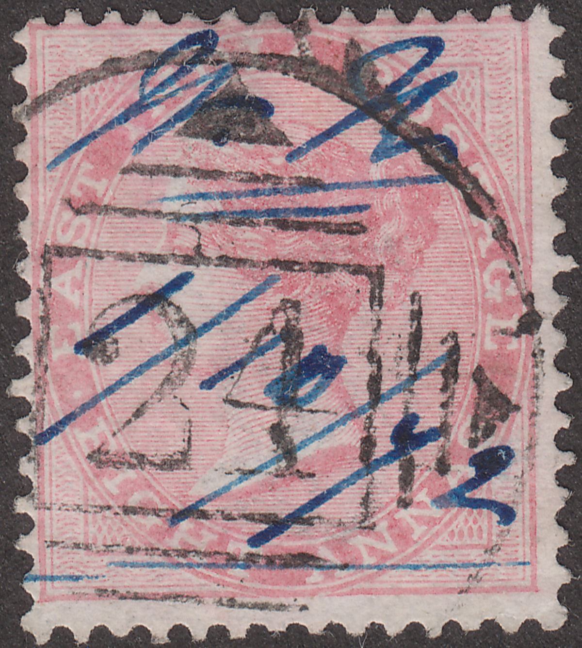 India used Muscat 1868 QV 8a Used with Numeral 24 Postmark Gwadur SG Unlisted