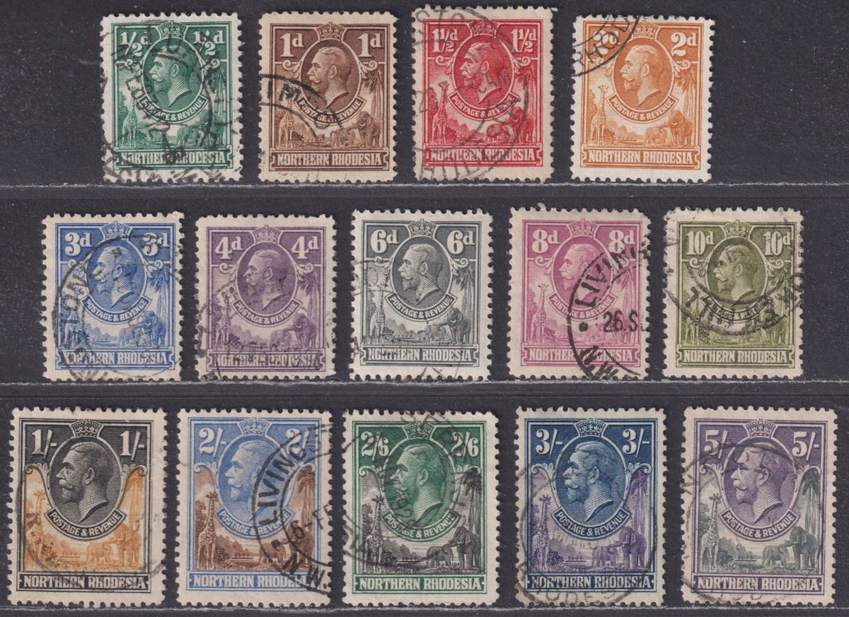Northern Rhodesia 1925 King George V Set to 5sh Used SG1-14 cat £230