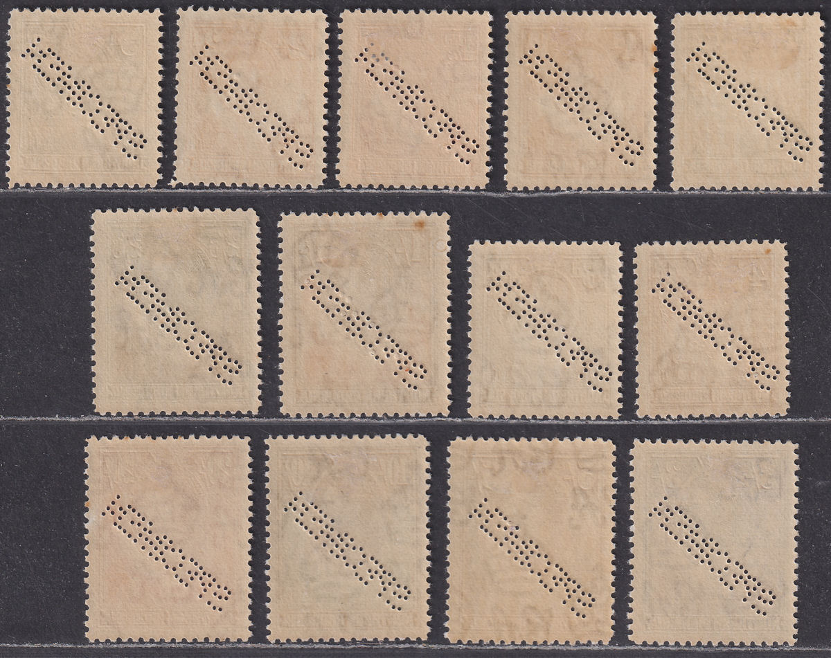 Northern Rhodesia 1938-52 KGVI SPECIMEN Perf Part Set to 20sh Mint - toned gum