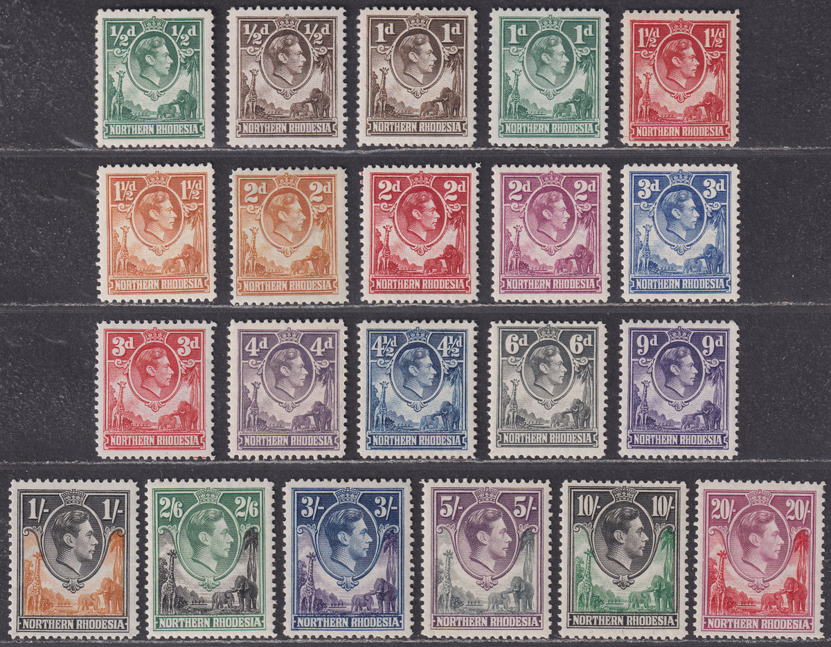 Northern Rhodesia 1938-52 King George VI Set Mint SG25-45 cat £250