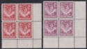 Click for more photos and details Northern Rhodesia 1941-51 KGVI 2d Carmine-Red, 2d Purple Blocks Mint SG32-33