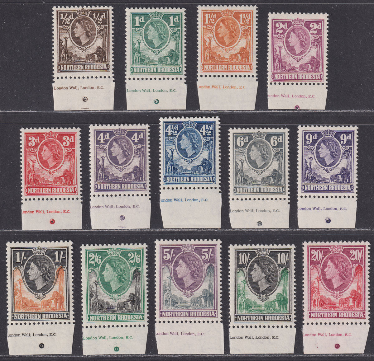 Northern Rhodesia 1953 Queen Elizabeth II Imprint Set UM Mint SG61-74 cat £100
