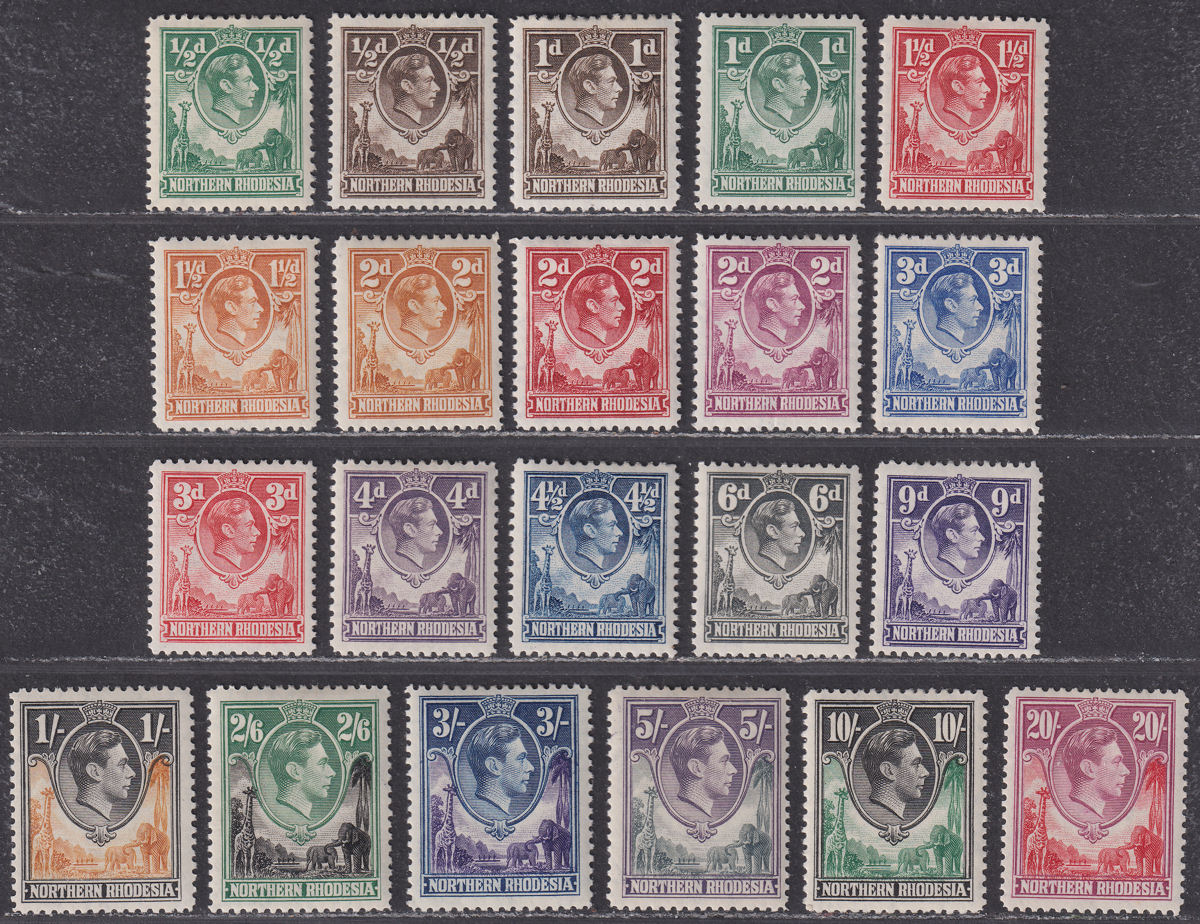 Northern Rhodesia 1938-52 King George VI Set Mint SG25-45 cat £250