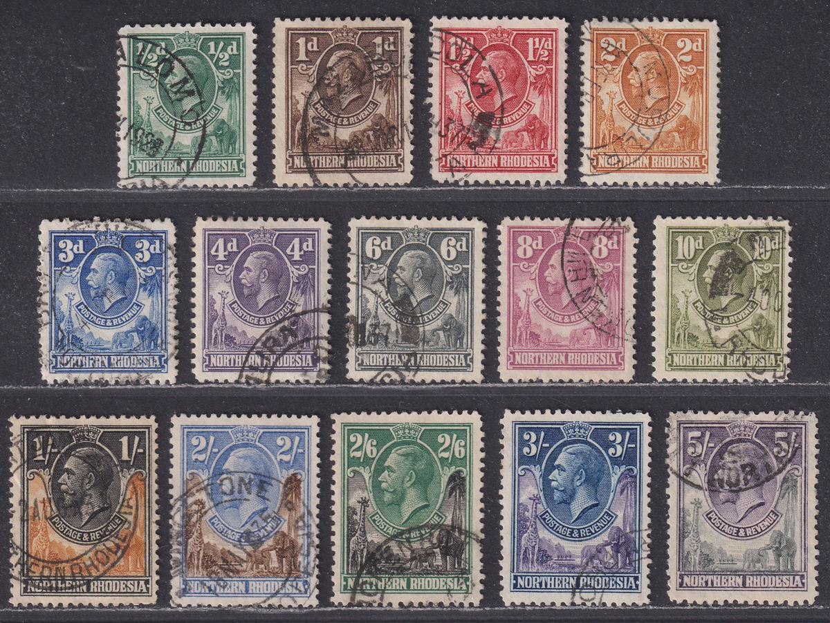 Northern Rhodesia 1925 King George V Set to 5sh Used SG1-14 cat £230