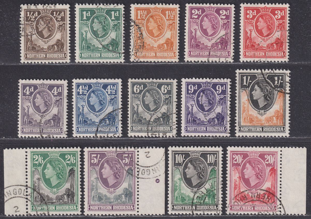 Northern Rhodesia 1953 Queen Elizabeth II Set Used SG61-74 cat £110
