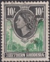 Click for more photos and details Northern Rhodesia 1953 QEII 10sh Green and Black Used SG73 cat £42
