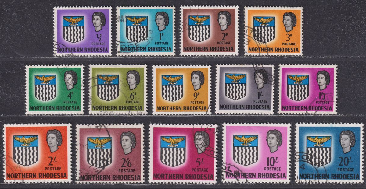 Northern Rhodesia 1963 Queen Elizabeth II Arms Set Used SG75-88 cat £90