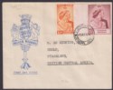 Click for more photos and details Northern Rhodesia 1948 KGVI Royal Silver Wedding 1½d, 20sh First Day Cover Used